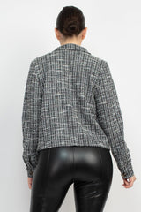 Plaid Button-down Tweed Jacket - VYSN