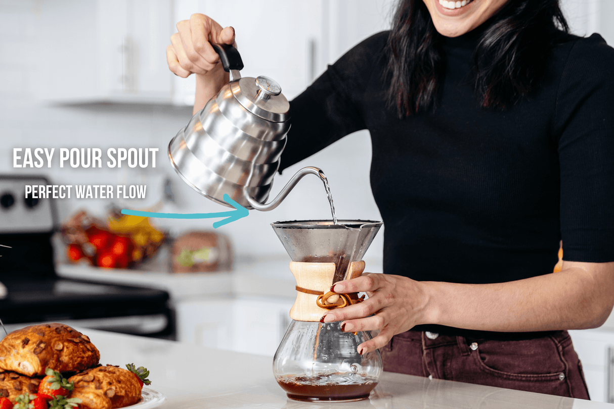 Pour Over Gooseneck Coffee Kettle with Thermometer by Barista Warrior - Vysn