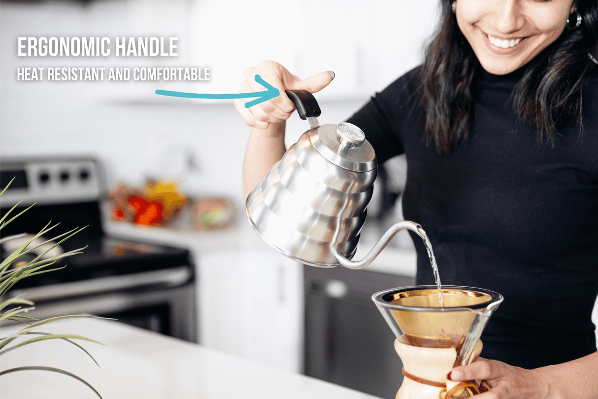 Pour Over Gooseneck Coffee Kettle with Thermometer by Barista Warrior - Vysn