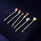 Precious Pearl and Gem Bobby Pins | Set of 6 in Gold by The Bullish Store - Vysn