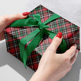 Red Gold Holographic Plaid Christmas Gift Wrap by Present Paper - Vysn