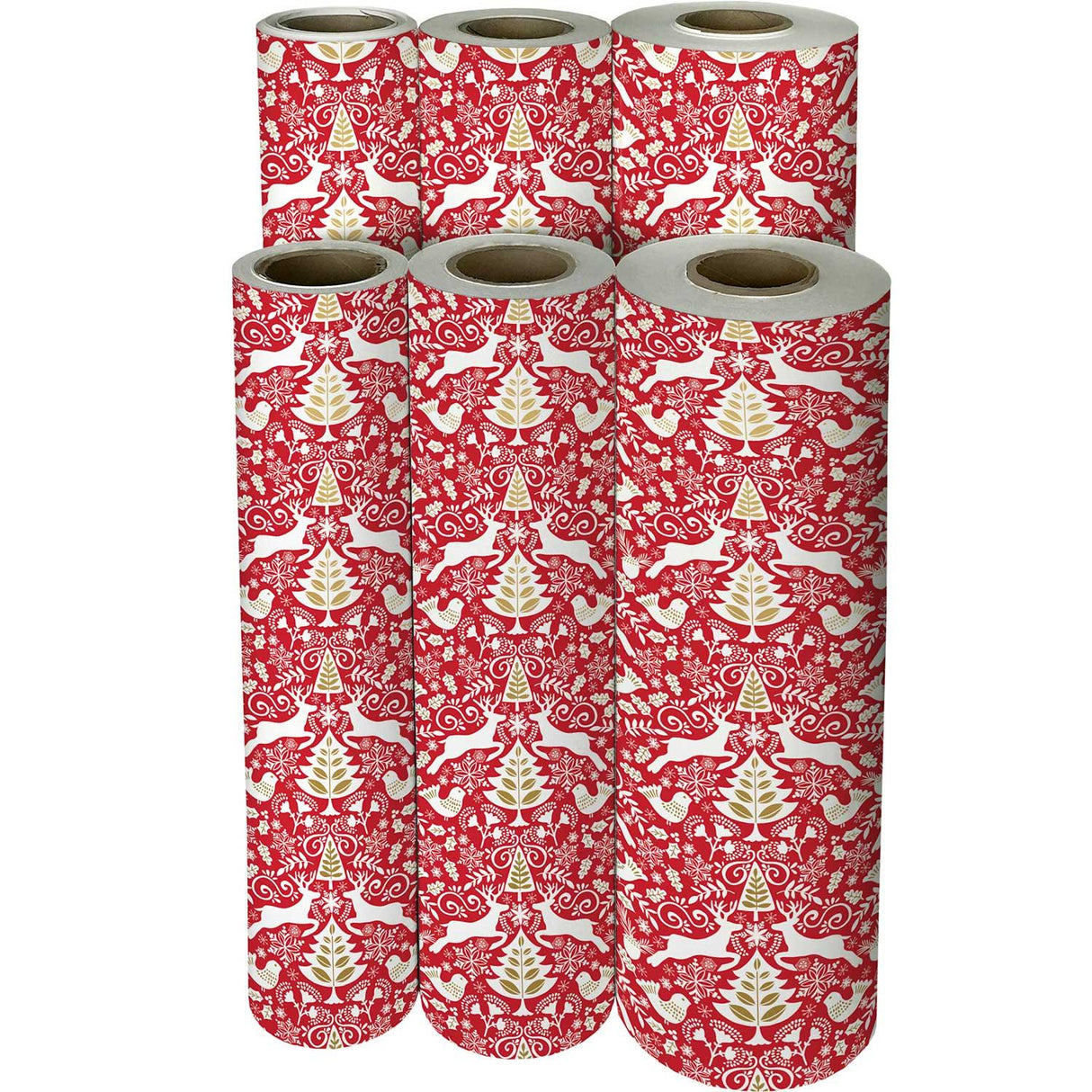 Red Scandanavian Christmas Gift Wrap by Present Paper - Vysn