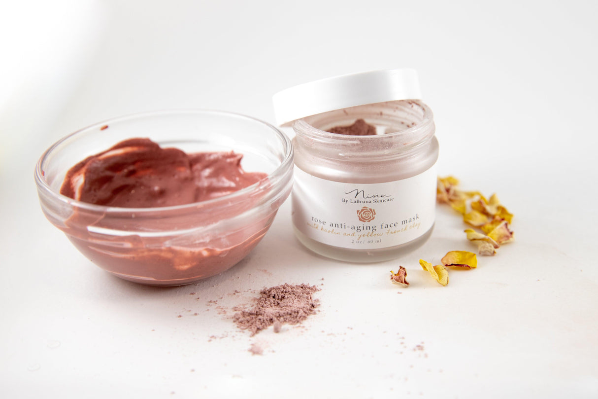 Rose Anti-Aging Face Mask with Kaolin and Yellow French Clay by LaBruna Skincare - Vysn