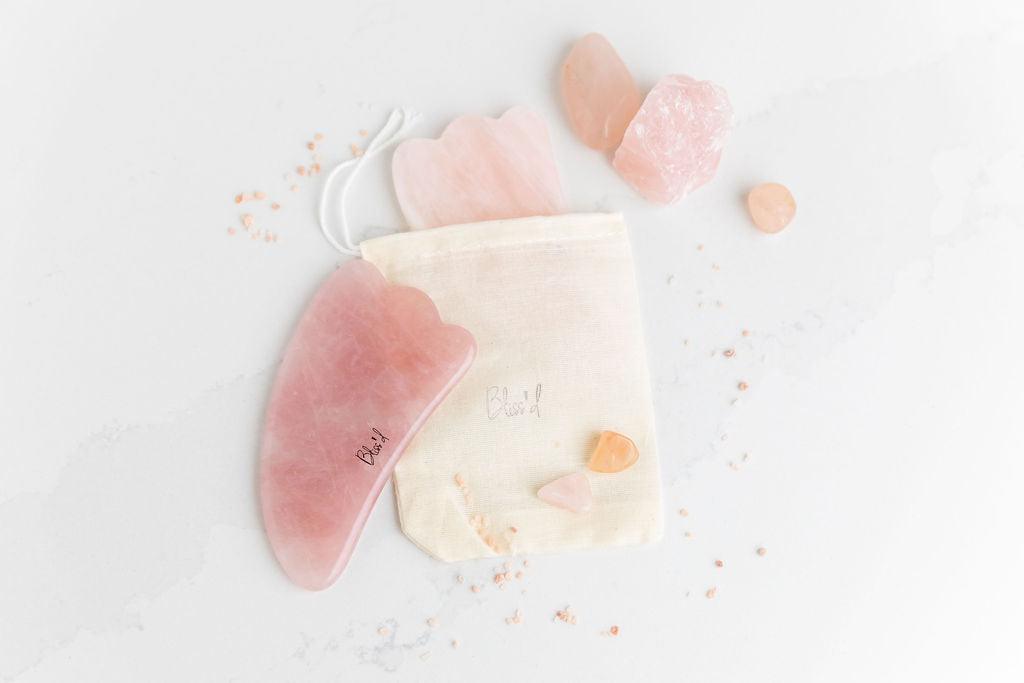 Rose Quartz Gua Sha Crystal Massage Tool by Bliss'd Co - Vysn