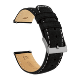 Samsung Galaxy Watch Active | Black Suede & Beige Stitching by Barton Watch Bands - Vysn