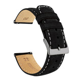 Samsung Galaxy Watch | Black Suede & Beige Stitching by Barton Watch Bands - Vysn