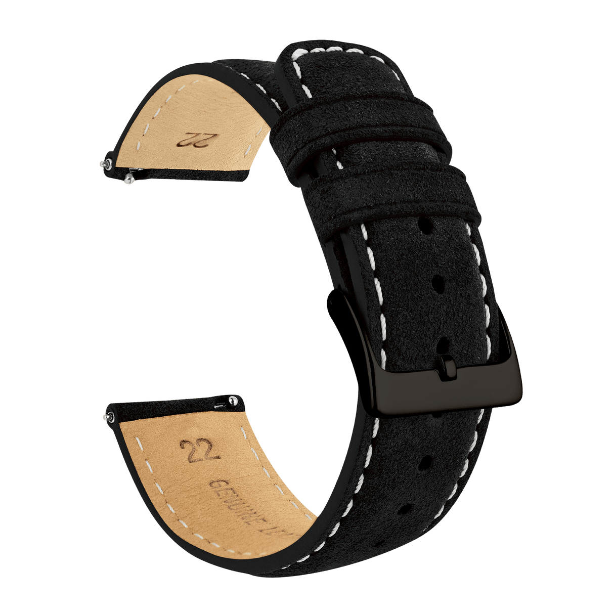 Samsung Galaxy Watch4 | Black Suede & Beige Stitching by Barton Watch Bands - Vysn