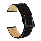 Samsung Galaxy Watch4 | Black Suede & Beige Stitching by Barton Watch Bands - Vysn