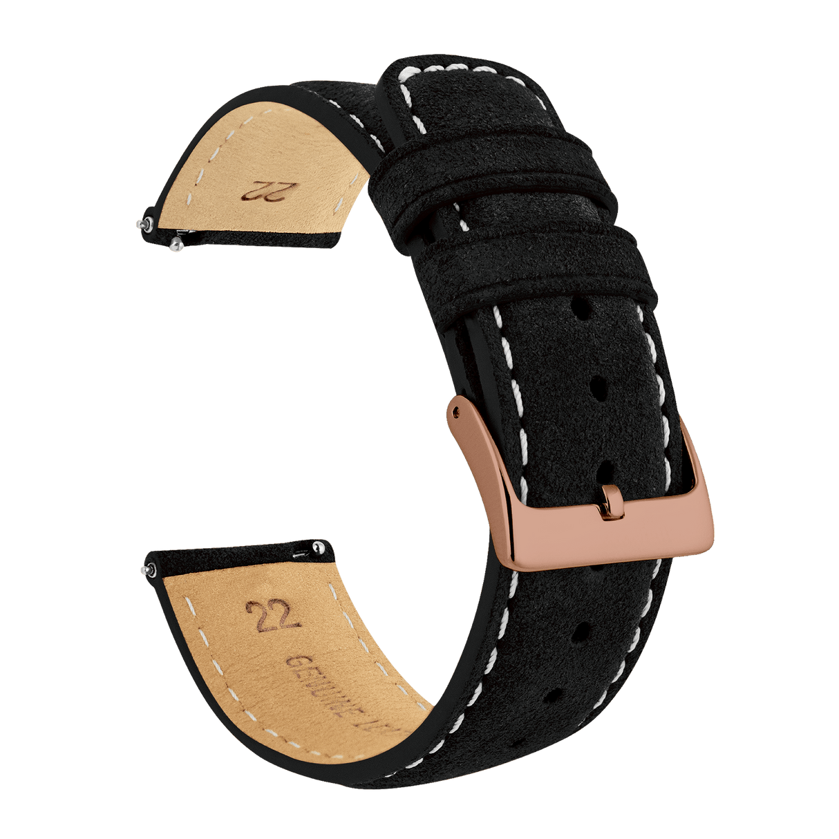 Samsung Galaxy Watch4 | Black Suede & Beige Stitching by Barton Watch Bands - Vysn