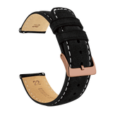 Samsung Galaxy Watch4 | Black Suede & Beige Stitching by Barton Watch Bands - Vysn