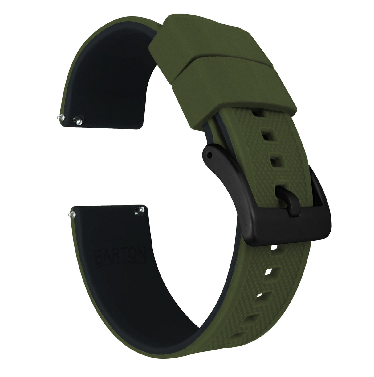 Samsung Galaxy Watch4 | Elite Silicone | Army Green Top / Black Bottom by Barton Watch Bands - Vysn