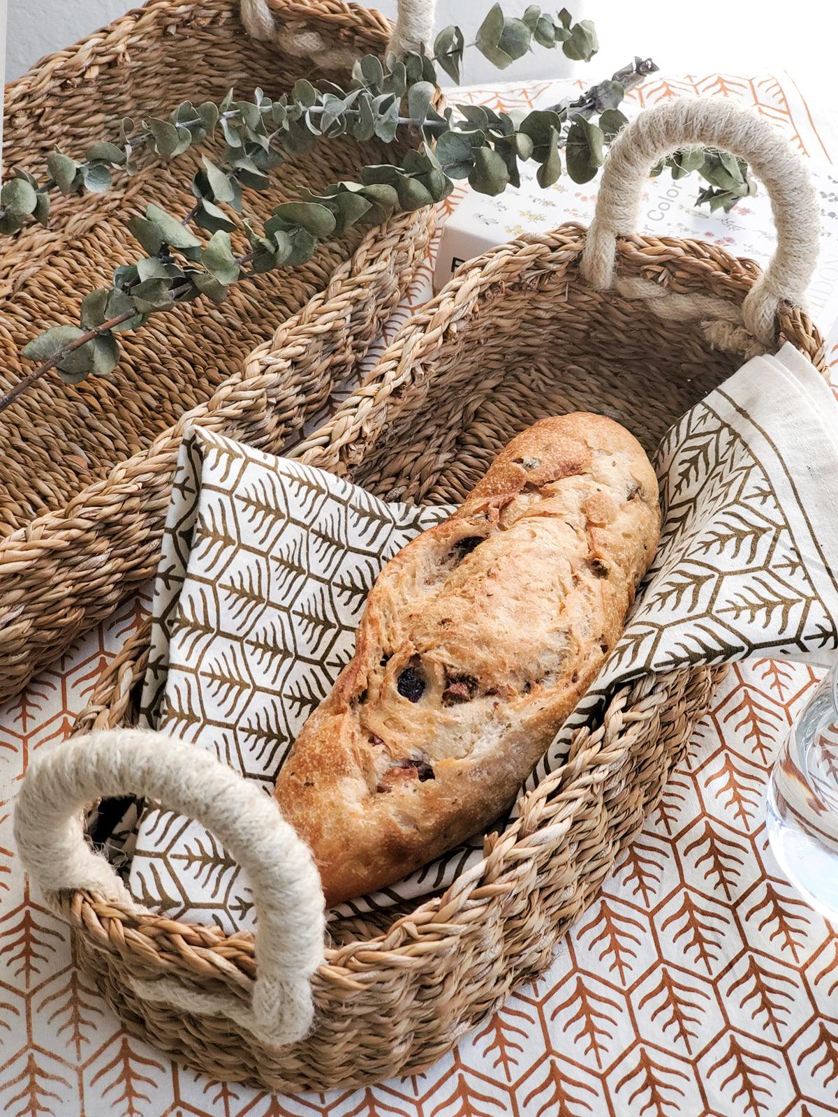 Savar Bread Basket with White Handle by KORISSA - Vysn