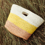 Sayan Raffia Tote Bag, in Yellow & Beige by BrunnaCo - Vysn