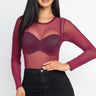 Sexy Sheer Mesh Long Sleeve Bodysuit - VYSN