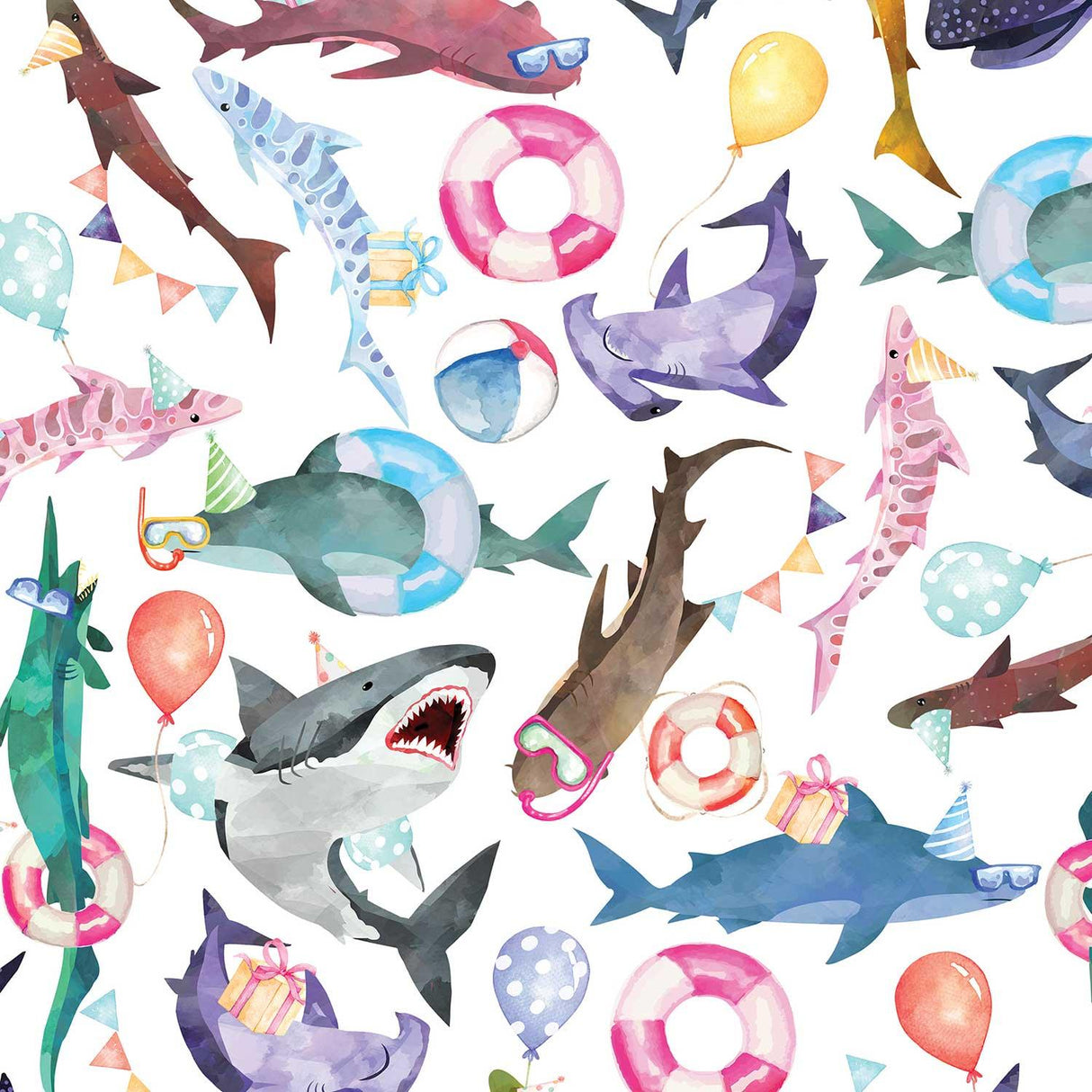 Shark Party Birthday Gift Wrap by Present Paper - Vysn