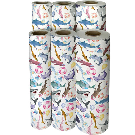 Shark Party Birthday Gift Wrap by Present Paper - Vysn