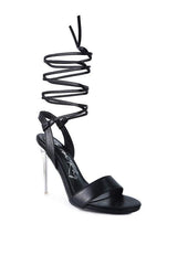 Sheeny Clear Stiletto Lace Up Sandal by Blak Wardrob - Vysn