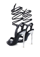 Sheeny Clear Stiletto Lace Up Sandal by Blak Wardrob - Vysn