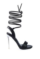 Sheeny Clear Stiletto Lace Up Sandal by Blak Wardrob - Vysn