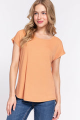 Short Dolman Slv Rib Knit Top - VYSN