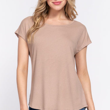 Short Dolman Slv Rib Knit Top - VYSN