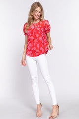 Short Slv Print Clip Dot Blouse - VYSN