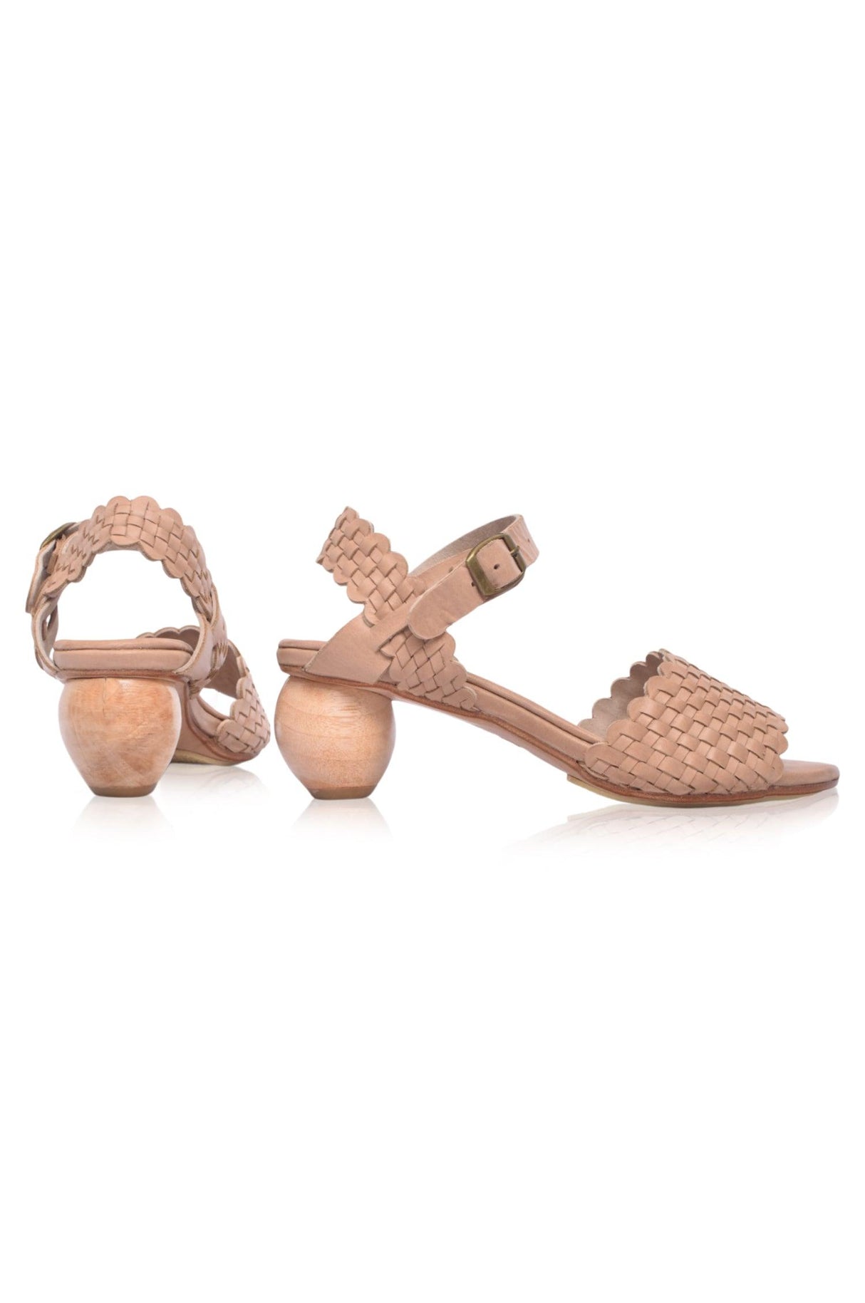 Sicily Wooden Heel Woven Sandals by ELF - Vysn