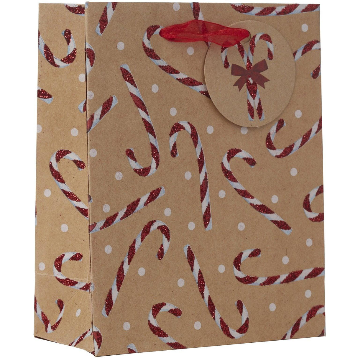 Small Natural Kraft Christmas Gift Bags, Candy Canes by Present Paper - Vysn