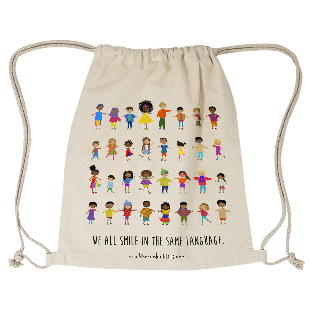 Smiles Drawstring Bag by Worldwide Buddies - Vysn