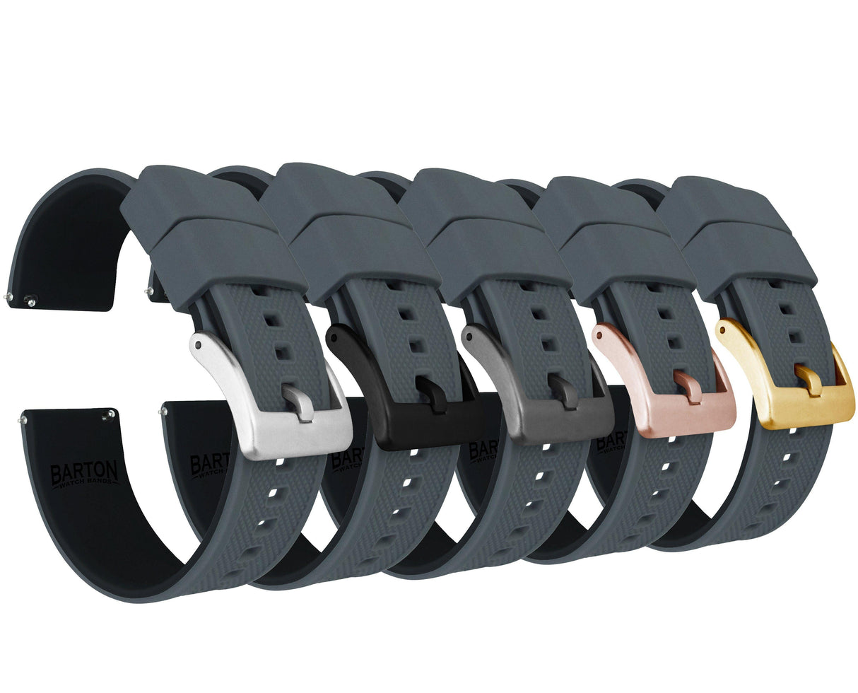 Smoke Grey Top / Black Bottom | Elite Silicone by Barton Watch Bands - Vysn