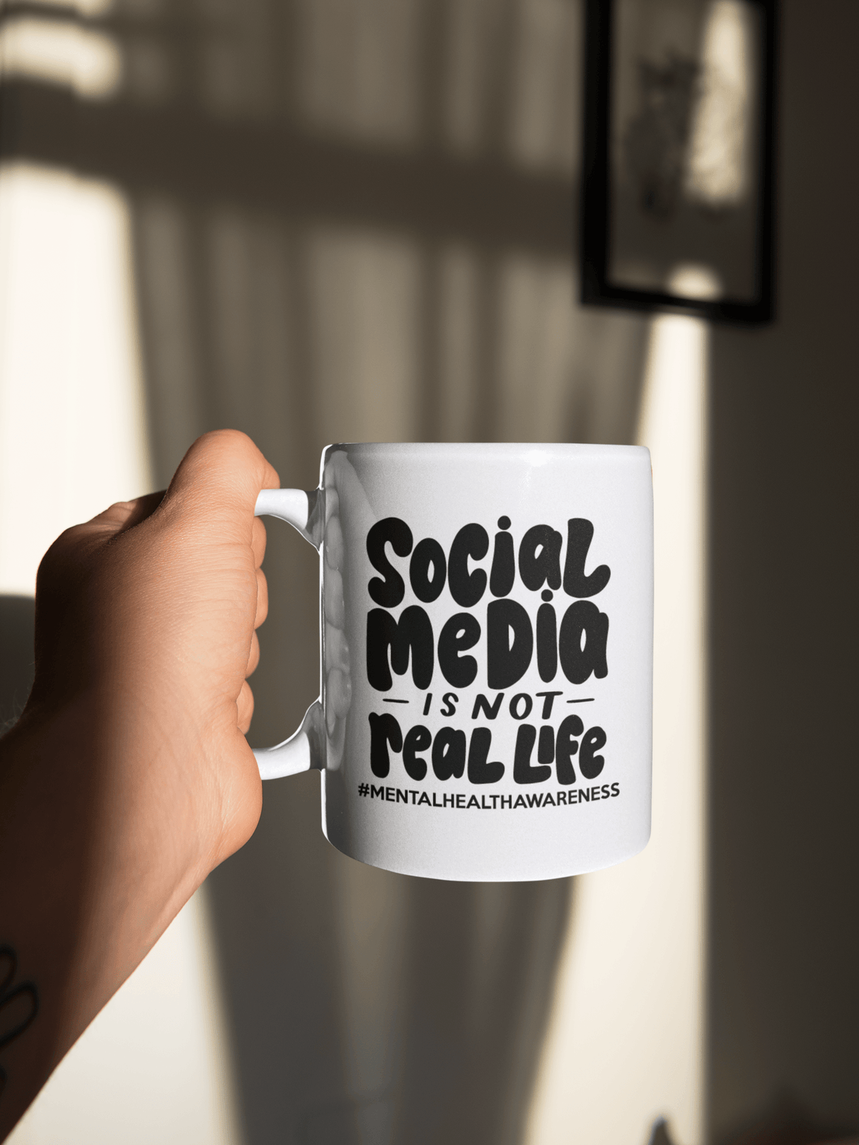 Social Media Is Not Real Life Mental Health Awareness Mug by WinsterCreations™ Official Store - Vysn