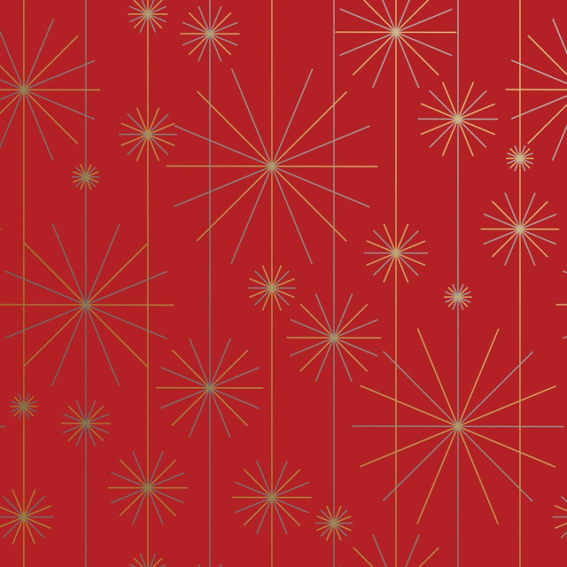 Starburst Red Christmas Gift Wrap by Present Paper - Vysn