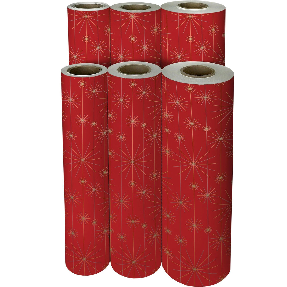 Starburst Red Christmas Gift Wrap by Present Paper - Vysn