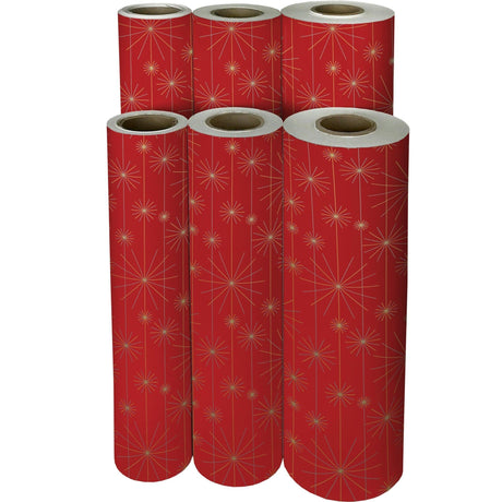 Starburst Red Christmas Gift Wrap by Present Paper - Vysn