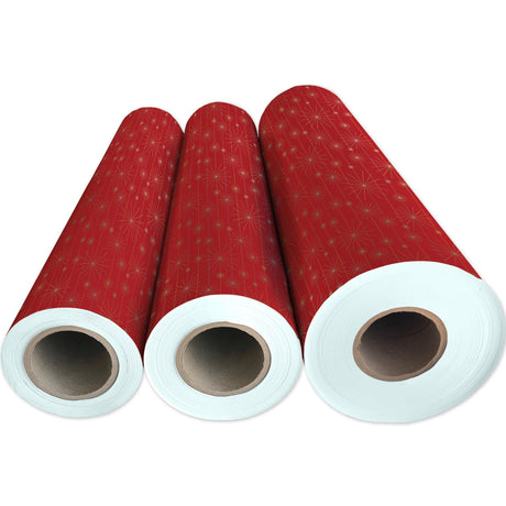 Starburst Red Christmas Gift Wrap by Present Paper - Vysn