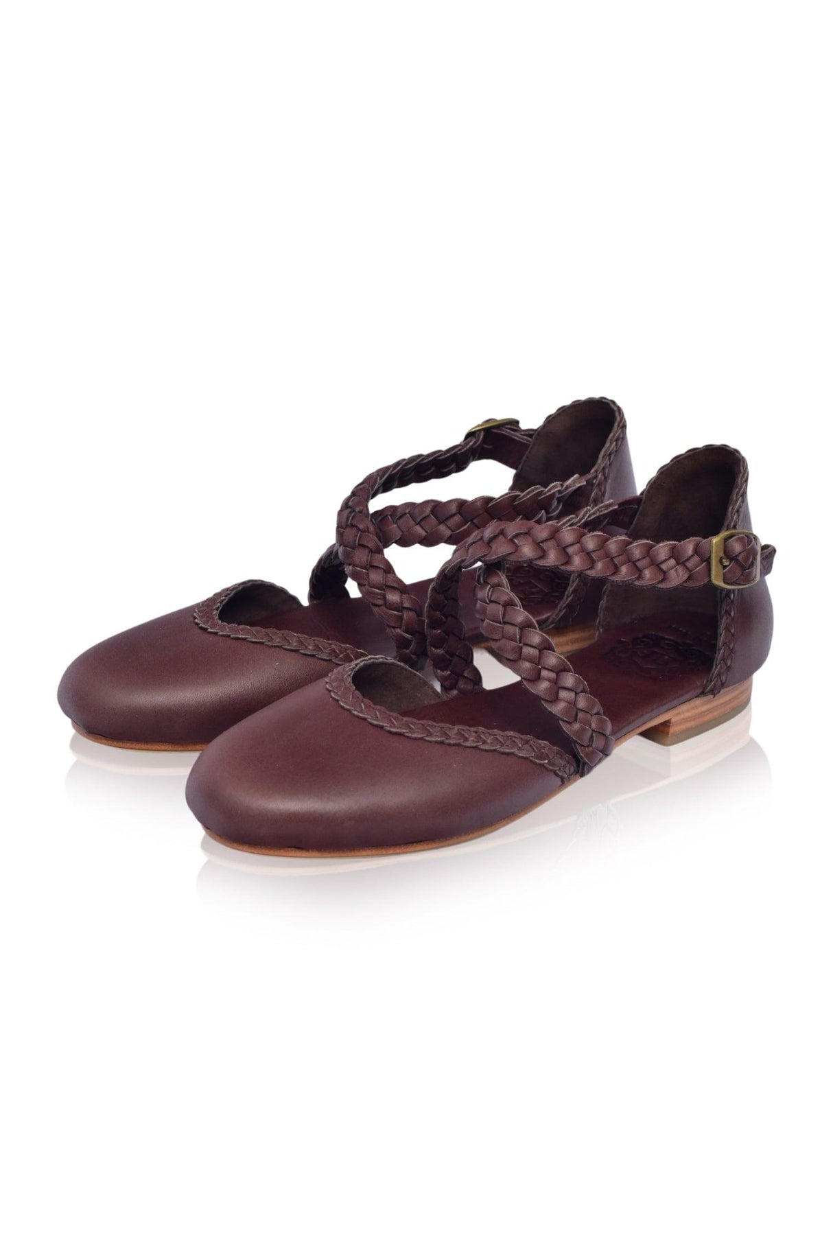 Tallulah Braided Leather Flats by ELF - Vysn