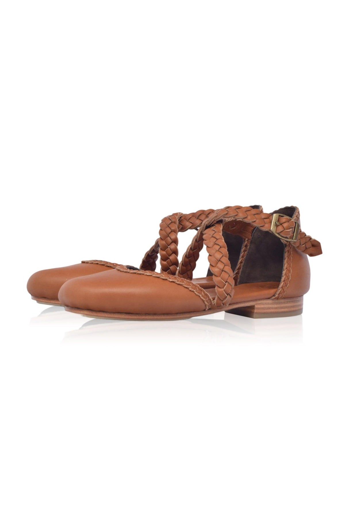 Tallulah Braided Leather Flats by ELF - Vysn