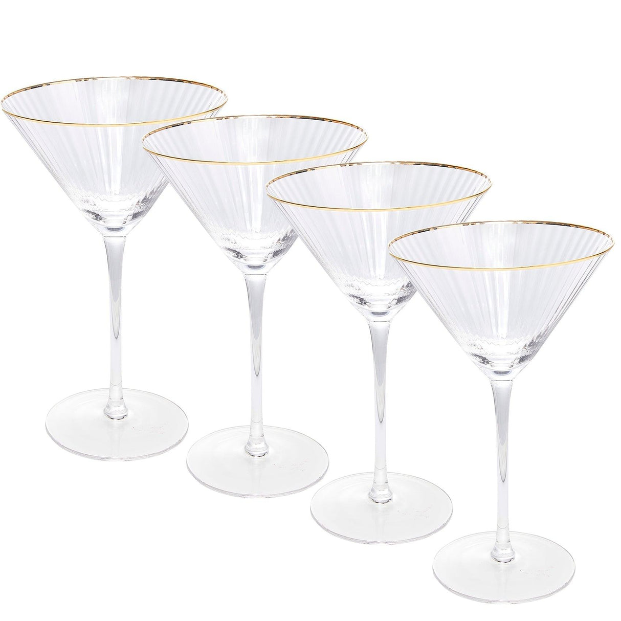 The Wine Savant Gold Rim Glasses 10 oz, Set of 4 Gold Rim Classic Manhattan Glasses For Martini, Cocktails, Champagne, Water & Wine - Classic Coupes Gilded Rimed, Crystal with Stems, Coupe by The Wine Savant - Vysn