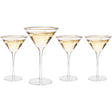 The Wine Savant Gold Rim Glasses 10 oz, Set of 4 Gold Rim Classic Manhattan Glasses For Martini, Cocktails, Champagne, Water & Wine - Classic Coupes Gilded Rimed, Crystal with Stems, Coupe by The Wine Savant - Vysn