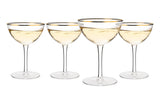 The Wine Savant Gold Rim Glasses 6 oz, Set of 4 Gold Rim Classic Manhattan Glasses For Martini, Cocktails, Champagne, Water & Wine - Classic Coupes Gilded Rimed, Crystal with Stems, Coupe by The Wine Savant - Vysn