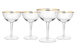 The Wine Savant Gold Rim Glasses 6 oz, Set of 4 Gold Rim Classic Manhattan Glasses For Martini, Cocktails, Champagne, Water & Wine - Classic Coupes Gilded Rimed, Crystal with Stems, Coupe by The Wine Savant - Vysn