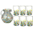 The Wine Savant Hand Blown Mexican Drinking Glasses and Pitcher – Set of 6 with Mexican Confetti Design (14 oz each) and Pitcher (84 Ounces) (Confetti) by The Wine Savant - Vysn