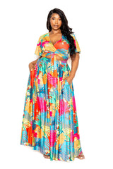 Tropical floral maxi skirt & top set - Vysn