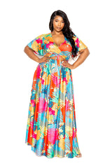 Tropical floral maxi skirt & top set - Vysn