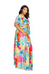 Tropical floral maxi skirt & top set - Vysn