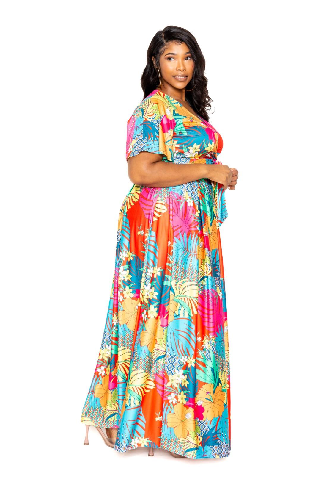 Tropical floral maxi skirt & top set - Vysn