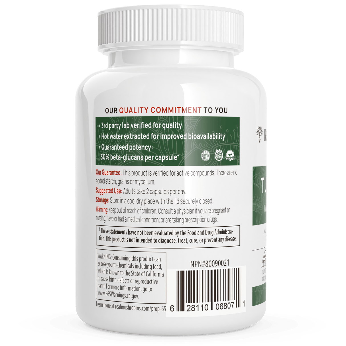 Turkey Tail Extract Capsules by Real Mushrooms - Vysn