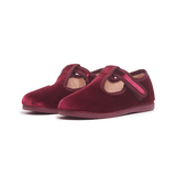 Velvet T-band Shoes in Burgundy by childrenchic - Vysn