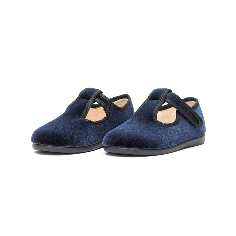 Velvet T-band Shoes in Navy by childrenchic - Vysn