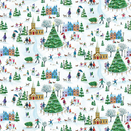 Village Town Christmas Gift Wrap by Present Paper - Vysn